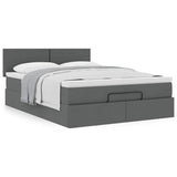 Ottoman Bed with Mattress Dark Grey Double Fabric - Top-Down View