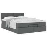 Ottoman Bed with Mattress Dark Grey Double Fabric - 45-Degree Angle