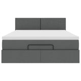 Ottoman Bed with Mattress Dark Grey Double Fabric