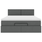 Ottoman Bed with Mattress Dark Grey Double Fabric