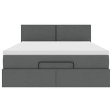 Ottoman Bed with Mattress Dark Grey Double Fabric - Close-Up Angle