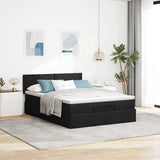 Ottoman Bed with Mattress Black Double Fabric - Side View