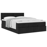 Ottoman Bed with Mattress Black Double Fabric - Top-Down View