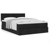 Ottoman Bed with Mattress Black Double Fabric - 45-Degree Angle