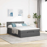 Ottoman Bed with Mattress Dark Grey Queen Fabric - Side View