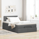 Ottoman Bed with Mattress Dark Grey King Single Fabric - Side View
