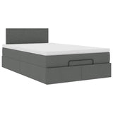 Ottoman Bed with Mattress Dark Grey King Single Fabric - Rear View