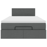 Ottoman Bed with Mattress Dark Grey King Single Fabric - Close-Up Angle