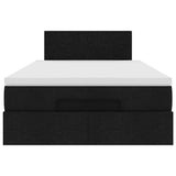 Ottoman Bed with Mattress Black King Single Fabric