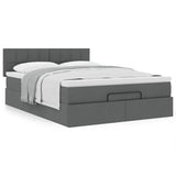 Ottoman Bed with Mattress Dark Grey Double Fabric - Top-Down View