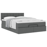 Ottoman Bed with Mattress Dark Grey Double Fabric - 45-Degree Angle