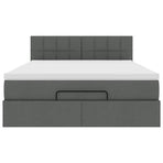 Ottoman Bed with Mattress Dark Grey Double Fabric