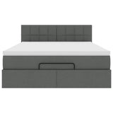 Ottoman Bed with Mattress Dark Grey Double Fabric - Close-Up Angle
