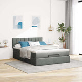 Ottoman Bed with Mattress Dark Grey Queen Fabric - Side View