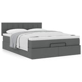 Ottoman Bed with Mattress Dark Grey Queen Fabric - Top-Down View