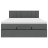 Ottoman Bed with Mattress Dark Grey Queen Fabric