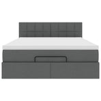 Ottoman Bed with Mattress Dark Grey Queen Fabric