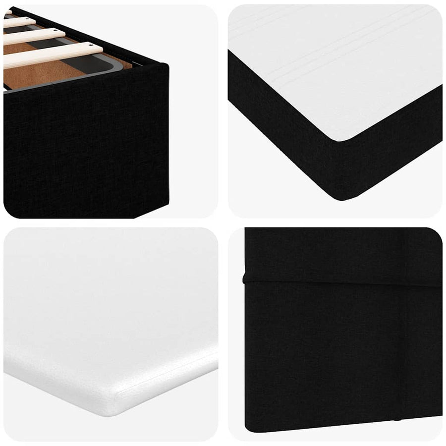 Ottoman Bed with Mattress Black Queen Fabric