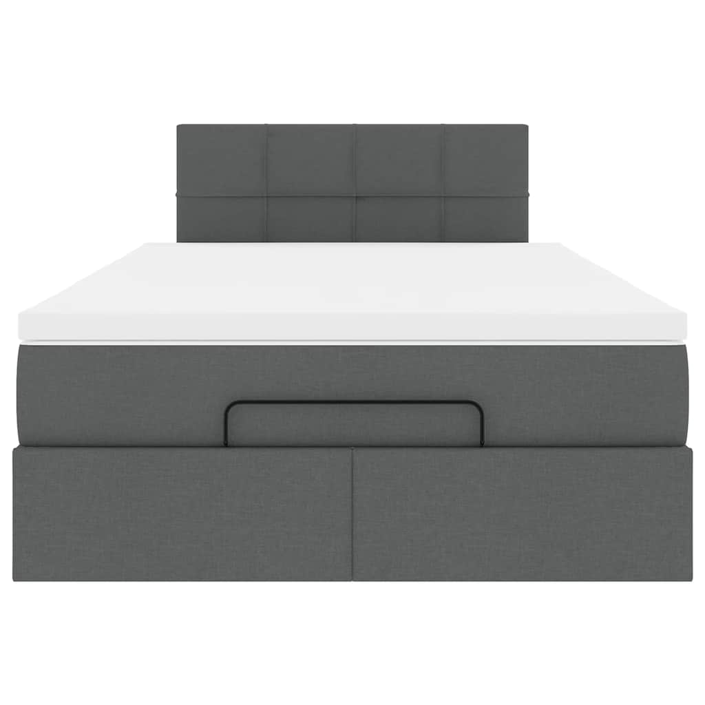 Ottoman Bed with Mattress Dark Grey King Single Fabric