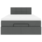 Ottoman Bed with Mattress Dark Grey King Single Fabric