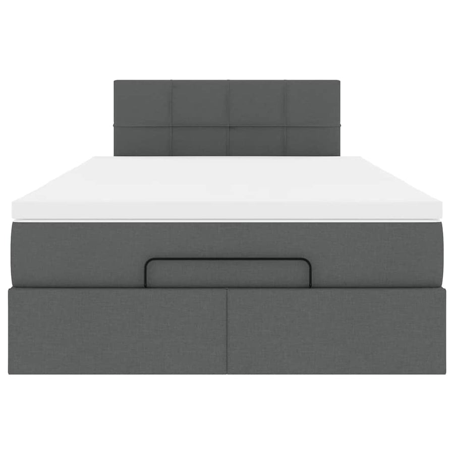 Ottoman Bed with Mattress Dark Grey King Single Fabric