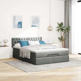 Ottoman Bed with Mattress Dark Grey Double Fabric - Side View