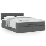 Ottoman Bed with Mattress Dark Grey Double Fabric - Top-Down View