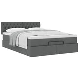 Ottoman Bed with Mattress Dark Grey Double Fabric - 45-Degree Angle