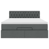 Ottoman Bed with Mattress Dark Grey Double Fabric