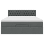Ottoman Bed with Mattress Dark Grey Double Fabric