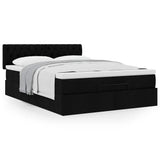 Ottoman Bed with Mattress Black Double Fabric - Top-Down View