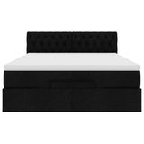 Ottoman Bed with Mattress Black Double Fabric