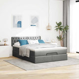 Ottoman Bed with Mattress Dark Grey Queen Fabric - Side View