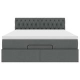 Ottoman Bed with Mattress Dark Grey Queen Fabric