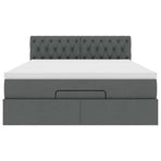 Ottoman Bed with Mattress Dark Grey Queen Fabric