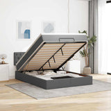 Ottoman Bed with Mattress Dark Grey Queen Fabric