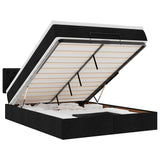 Ottoman Bed with Mattress Black Queen Fabric - Front View