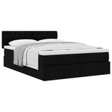 Ottoman Bed with Mattress Black Queen Fabric - 45-Degree Angle