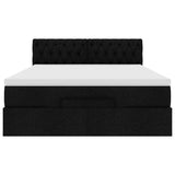 Ottoman Bed with Mattress Black Queen Fabric - Close-Up Angle