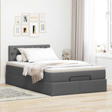 Ottoman Bed with Mattress Dark Grey King Single Fabric - Side View