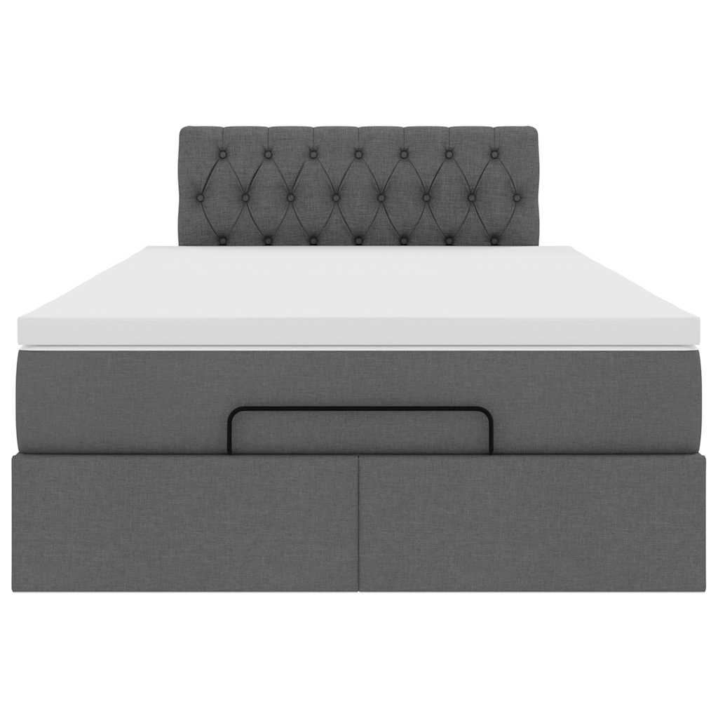 Ottoman Bed with Mattress Dark Grey King Single Fabric