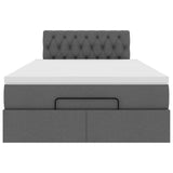 Ottoman Bed with Mattress Dark Grey King Single Fabric - Close-Up Angle