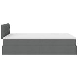 Ottoman Bed with Mattress Dark Grey King Single Fabric