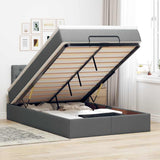 Ottoman Bed with Mattress Dark Grey King Single Fabric