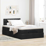 Ottoman Bed with Mattress Black King Single Fabric - Side View