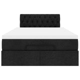 Ottoman Bed with Mattress Black King Single Fabric
