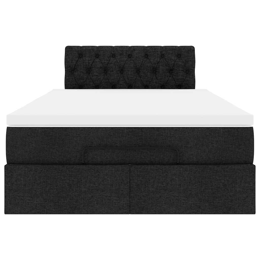 Ottoman Bed with Mattress Black King Single Fabric