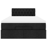 Ottoman Bed with Mattress Black King Single Fabric - Close-Up Angle