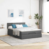 Ottoman Bed with Mattress Dark Grey Double Fabric - Side View