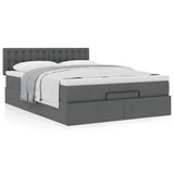Ottoman Bed with Mattress Dark Grey Double Fabric